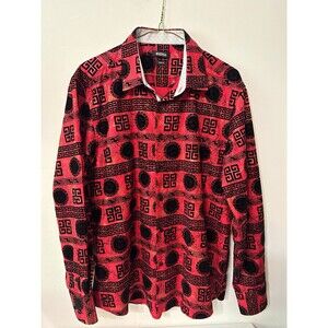 MAENZA SLIM FIT RED/BLACK/GOLD  button up shirt large  NWOT